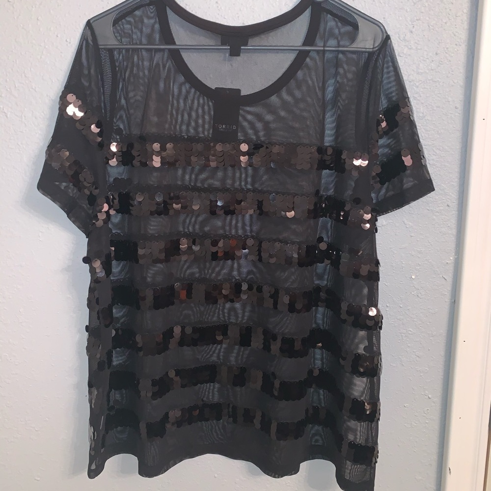 Torrid mesh sequin top